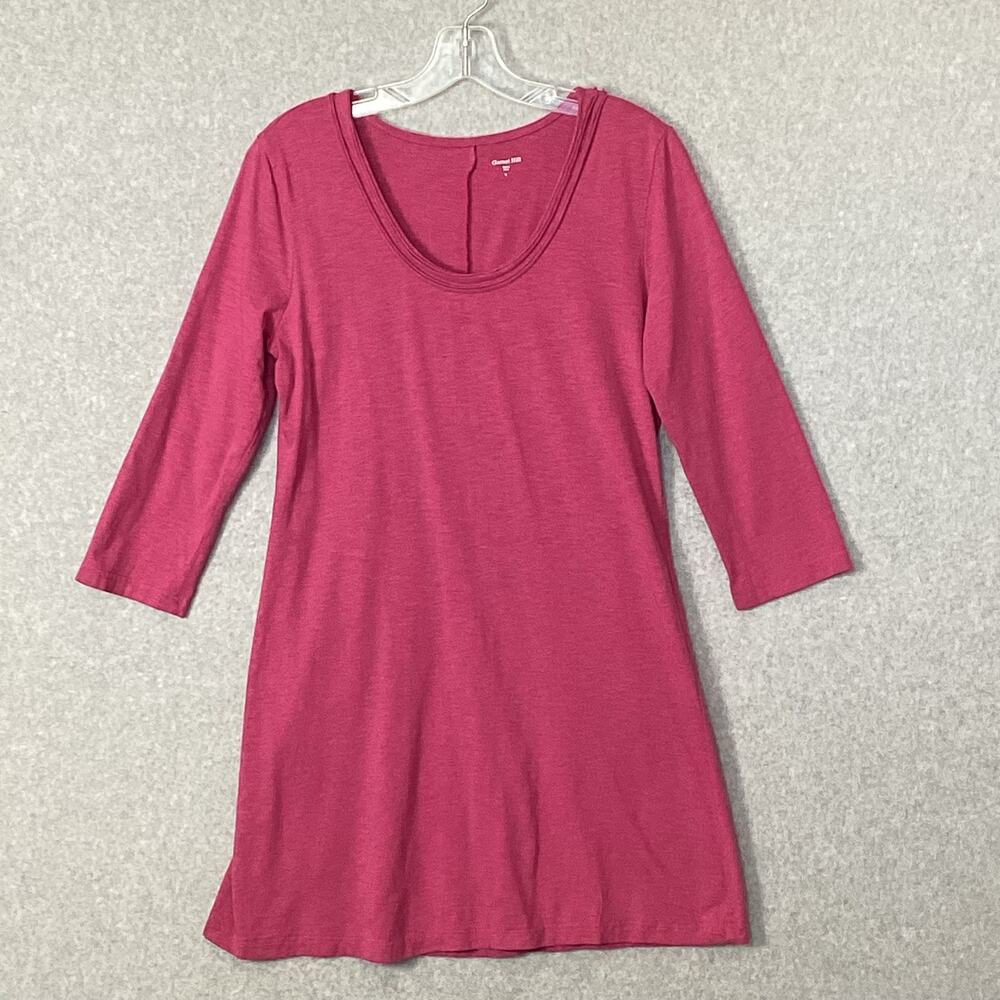 Garnet Hill Tunic Top Size S Scoop Neck 3/4 Sleeve Minimalist Casual Basic